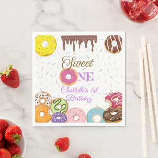 Sweet One First Birthday Party Napkins | Customize