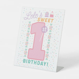 Sweet One First Birthday pedestal sign