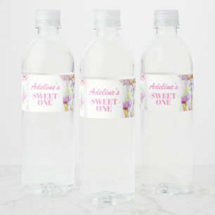 Sweet One First Birthday Photo Water Bottle Label