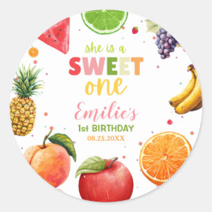 Sweet One Fruit 1st Birthday Bash, Summer Party Classic Round Sticker