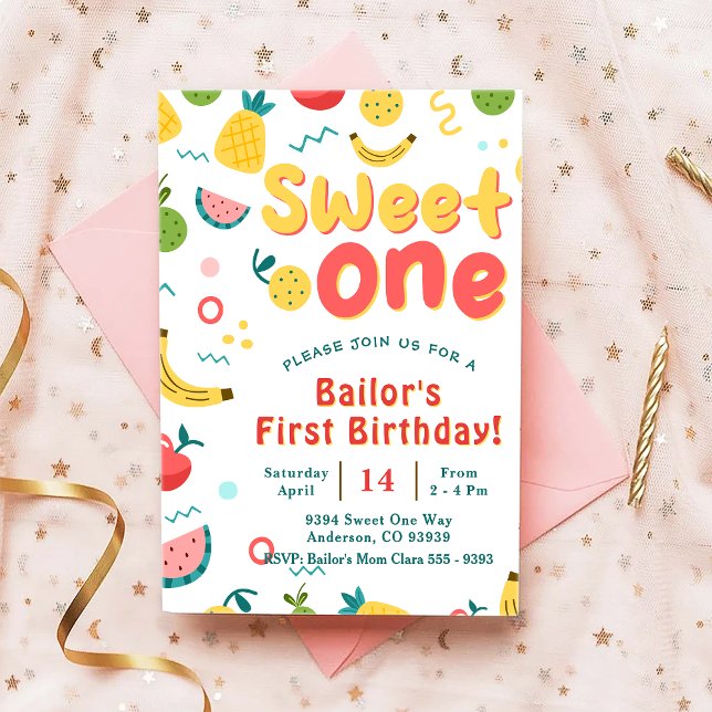 Sweet One | Fruit Party Anniversaire Invitation (Créateur téléchargé)