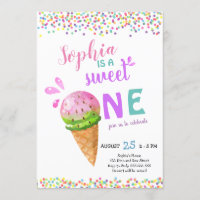 Sweet One Girl First Birthday Ice Cream Summer