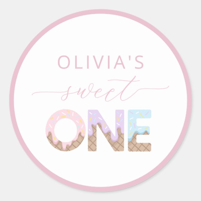 Sweet One Ice Cream Anniversaire Favoriser Sticker (Devant)