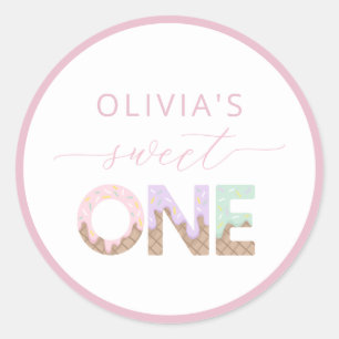 Sweet One Ice Cream Birthday Favor Sticker