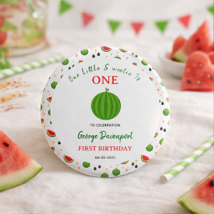 Sweet One in a Melon Watermelon 1st Birthday Party 1 Inch Round Button