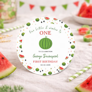 Sweet One in a Melon Watermelon 1st Birthday Party Classic Round Sticker