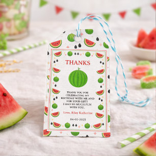 Sweet One in a Melon Watermelon 1st Birthday Party Gift Tags