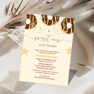 sweet one is on the way doughnut baby shower invitation