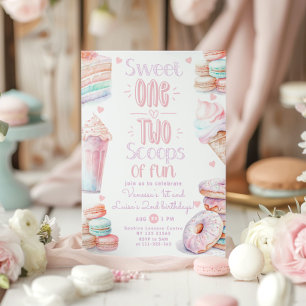 Sweet One joint 1st and 2nd girl Birthday Invitation