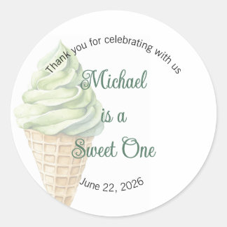 Sweet One Labels, Sweetheart One, Ice Cream Classic Round Sticker