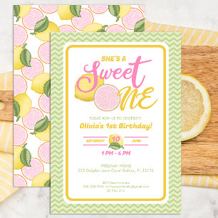Sweet One Lemon 1st Birthday Party Invite