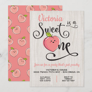 Sweet one Peach Birthday Party Invitation