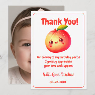 Sweet One Peach Birthday Thank You Card