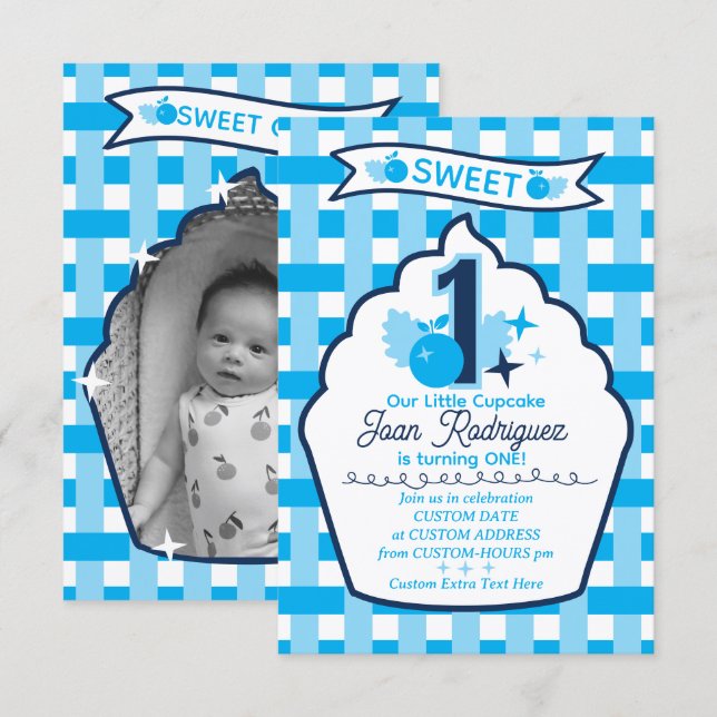 Sweet One Photo Invitations Flat Thank You Card (Front/Back)