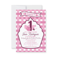 Sweet One Photo Invitations Flat Thank You Card