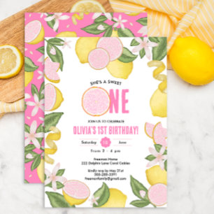 Sweet One Pink Lemonade 1er Invitation d'anniversa