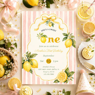 Sweet One Pink Lemonade 1st Birthday Invitation