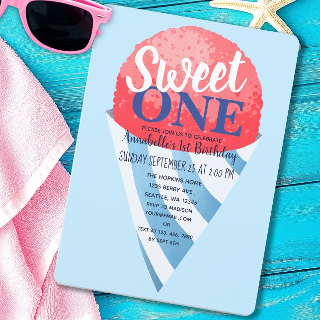 Sweet One Snow Cone Kids First Birthday Invitation (Creator Uploaded)