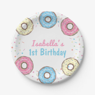 Sweet One Sprinkles Doughnut 1st Birthday Paper Plate