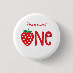 Sweet One Strawberry Theme First Birthday 1 Inch Round Button