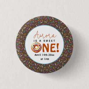 Sweet One watercolor cute doughnuts 1st birthday 1 Inch Round Button