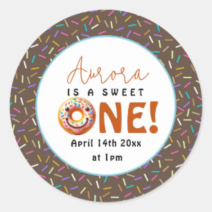 Sweet One watercolor cute doughnuts 1st birthday Classic Round Sticker