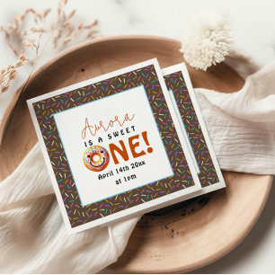 Sweet One watercolor cute doughnuts 1st birthday Napkin