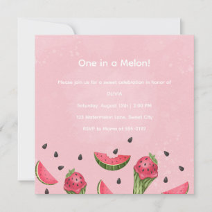 Sweet One Watermelon Ice Cream Summer Birthday Inv Invitation