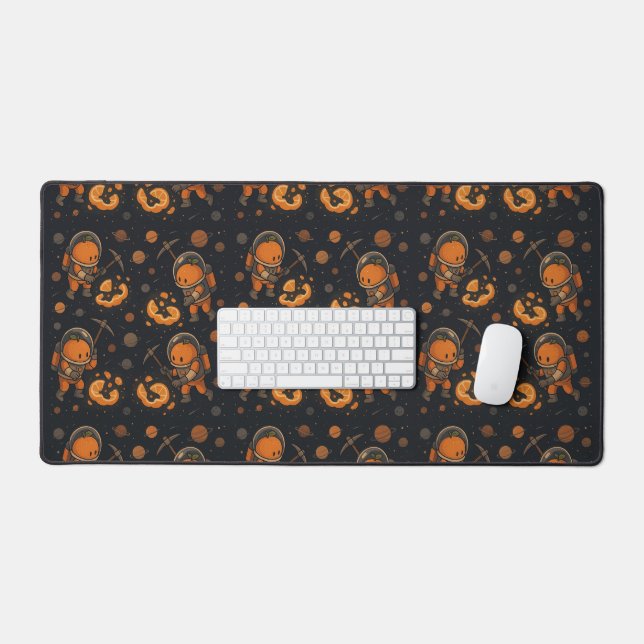 Sweet Orange Astronaut Galactic Miner Desk Mat (Keyboard & Mouse)
