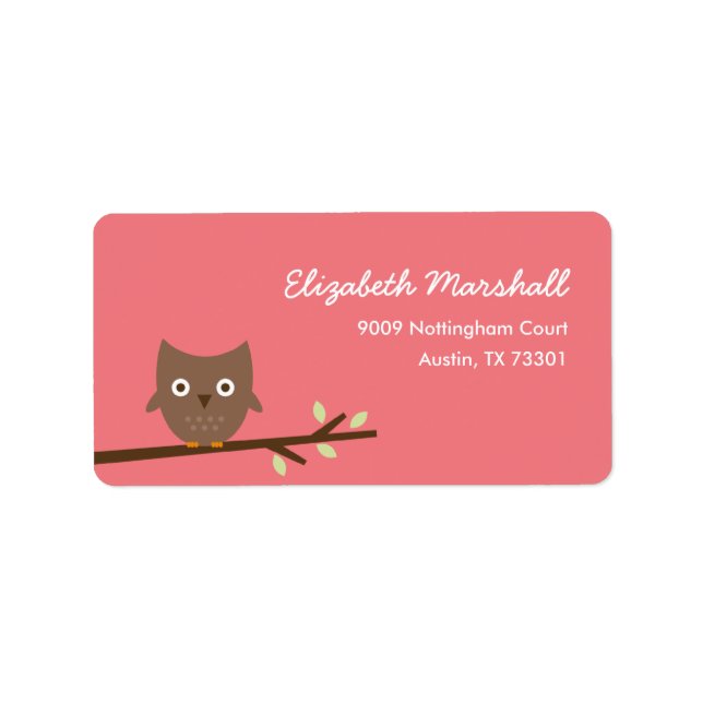 Sweet Owl Address Label (Pink) (Front)