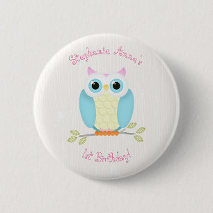 Sweet Owl Birthday 2 Inch Round Button