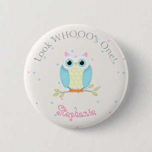 Sweet Owl Birthday 2 Inch Round Button
