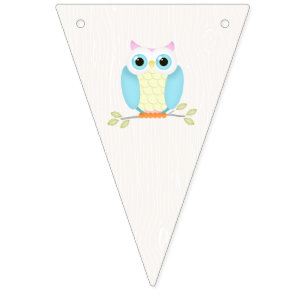 Sweet Owl Birthday Bunting Flags