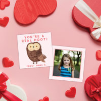Sweet Owl Pink Valentine's Classroom Photo Card