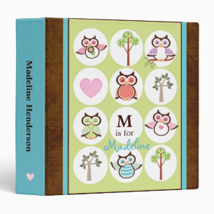 Sweet Owl Sampler Personalized School Binder