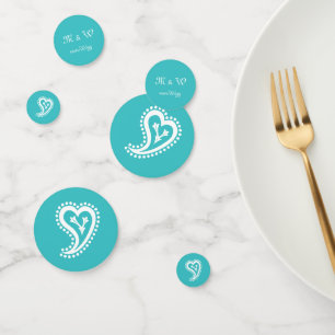 Sweet Paisley Coeurs en Table Turquoise Confetti