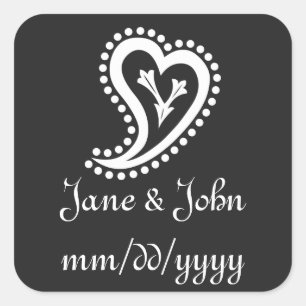 Sweet Paisley Hearts in Black Sticker