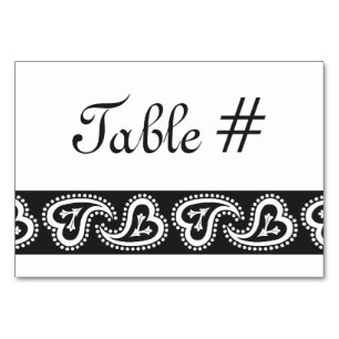 Sweet Paisley Hearts in Black Table Card