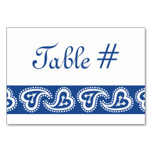 Sweet Paisley Hearts in Blue Table Card
