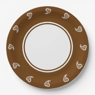 Sweet Paisley Hearts in Chocolate Paper Plate