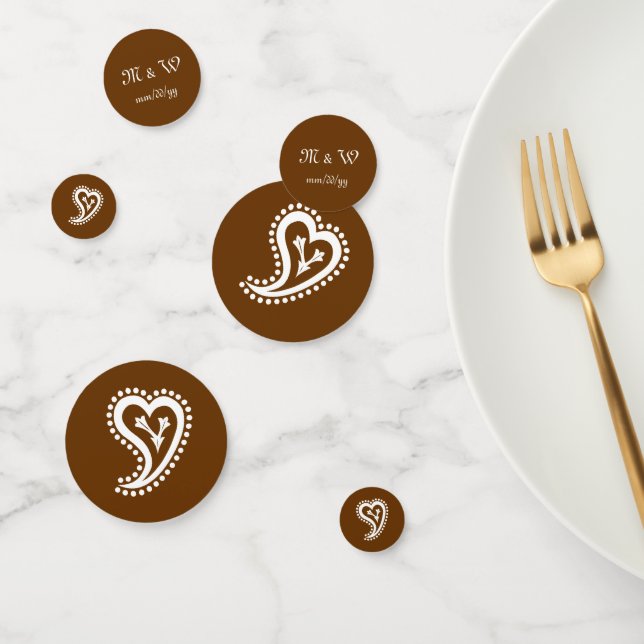 Sweet Paisley Hearts in Chocolate Table Confetti (Group)