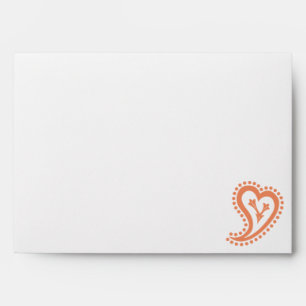Sweet Paisley Hearts in Coral Envelopes
