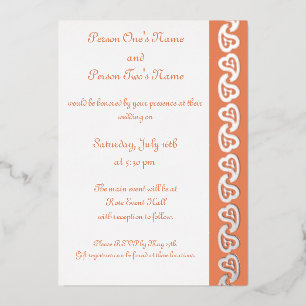 Sweet Paisley Hearts in Coral Foil Invitation