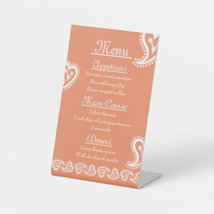Sweet Paisley Hearts in Coral Pedestal Sign