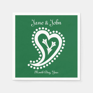 Sweet Paisley Hearts in Green Napkins