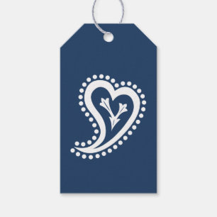 Sweet Paisley Hearts in Navy Gift Tag