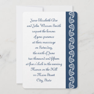 Sweet Paisley Hearts in Navy Wedding Invitation