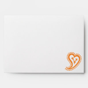 Sweet Paisley Hearts in Orange Envelopes