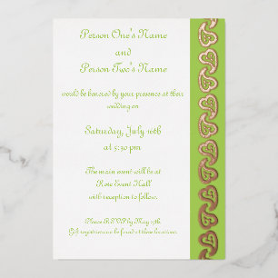 Sweet Paisley Hearts in Peridot Foil Invitation