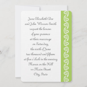 Sweet Paisley Hearts in Peridot Wedding Invitation
